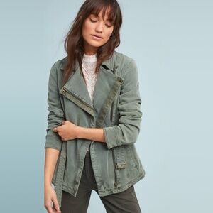 Anthropologie Everyday Belted Moto Jacket in Olive